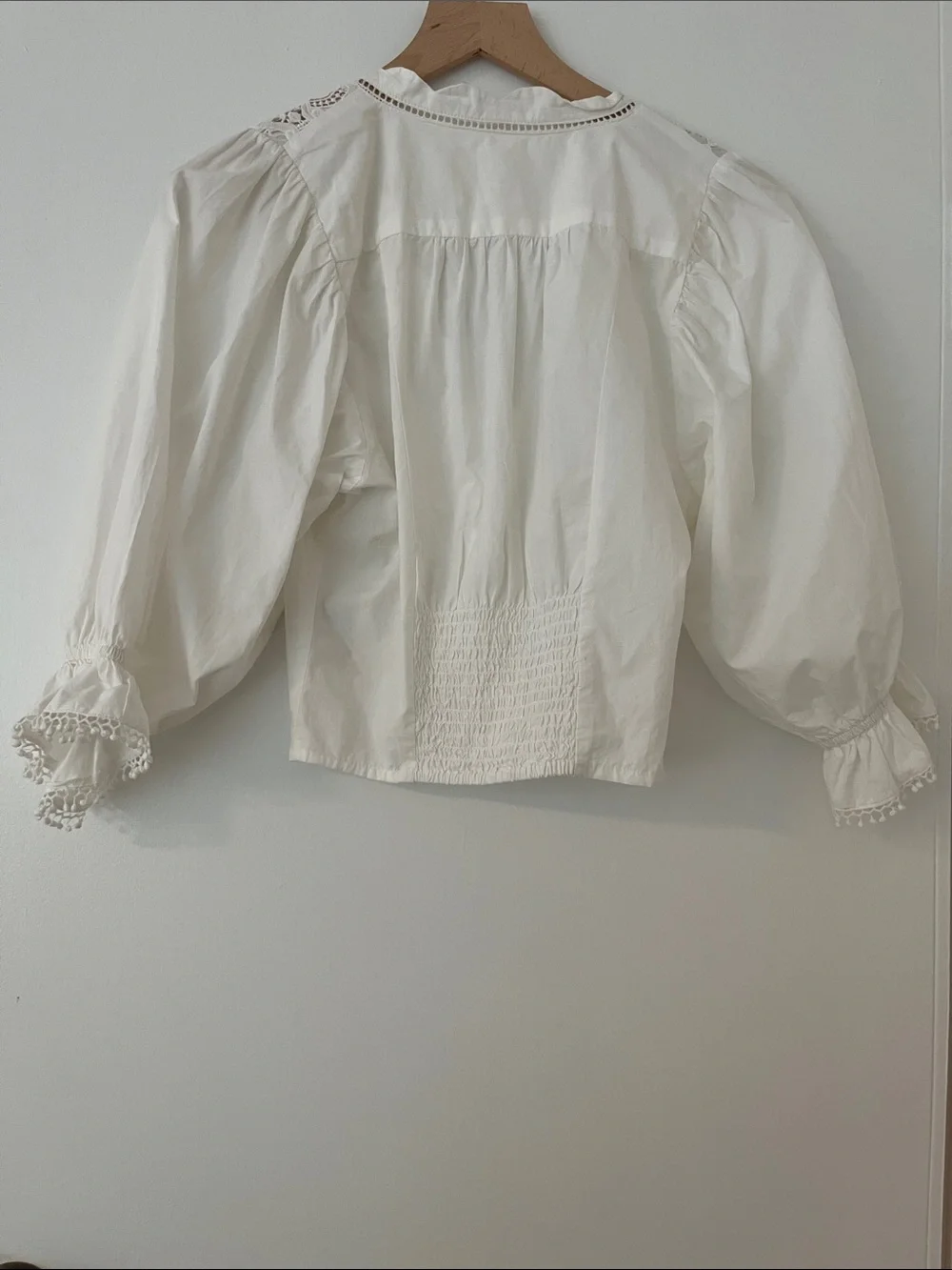 Free People Louella White Crochet Detail V-Neck Top